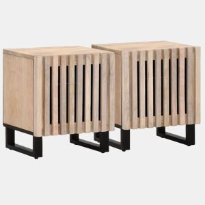 vidaXL Mesas de cabeceira 2 pcs 40x34x46cm mangueira branqueada maciça