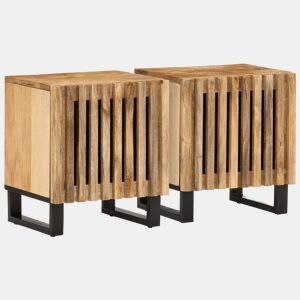vidaXL Mesas de cabeceira 2 pcs 40x34x46 cm mangueira áspera maciça