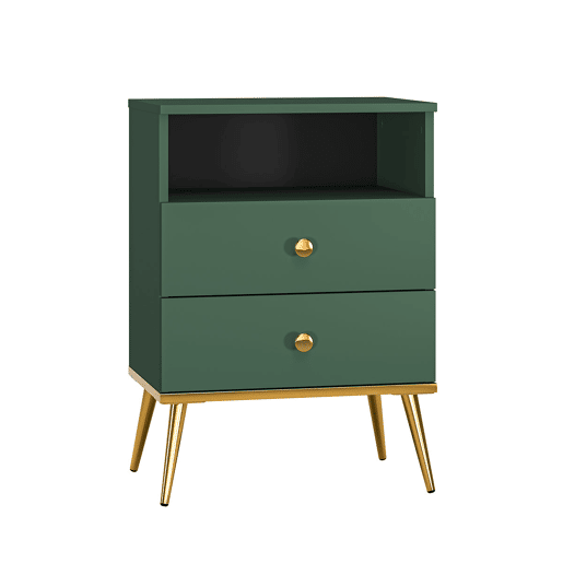 Mesa de cabeceira de 2 gavetas Thalia Verde Mesa de cabeceira de 2 gavetas Thalia Verde