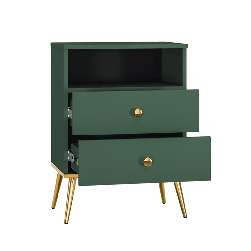 Mesa de cabeceira de 2 gavetas Thalia Verde Mesa de cabeceira de 2 gavetas Thalia Verde