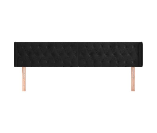 Cabecero de terciopelo negro 203x16x78/88 cm