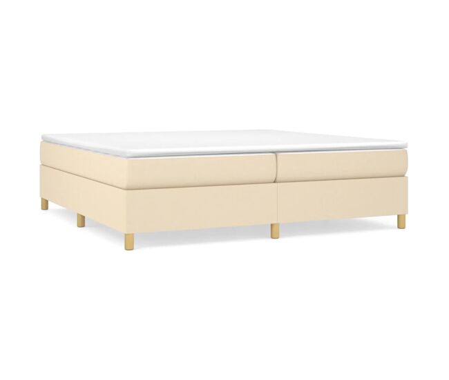 Cama box spring con colchón tela color crema 200x200 cm