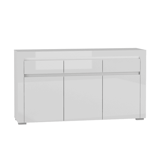 Aparador 3 portas 3 gavetas LED incluída Kasla Branco