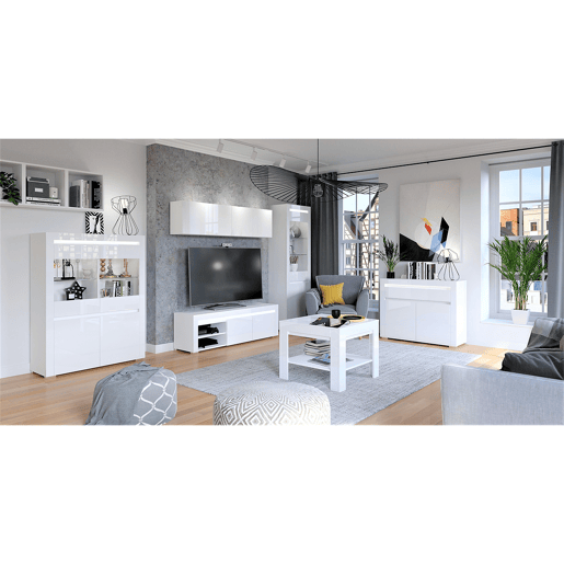 Aparador 3 portas 3 gavetas LED incluída Kasla Branco