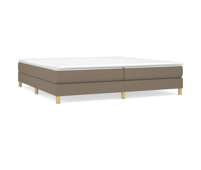 Cama box spring con colchón tela gris taupe 200x200 cm