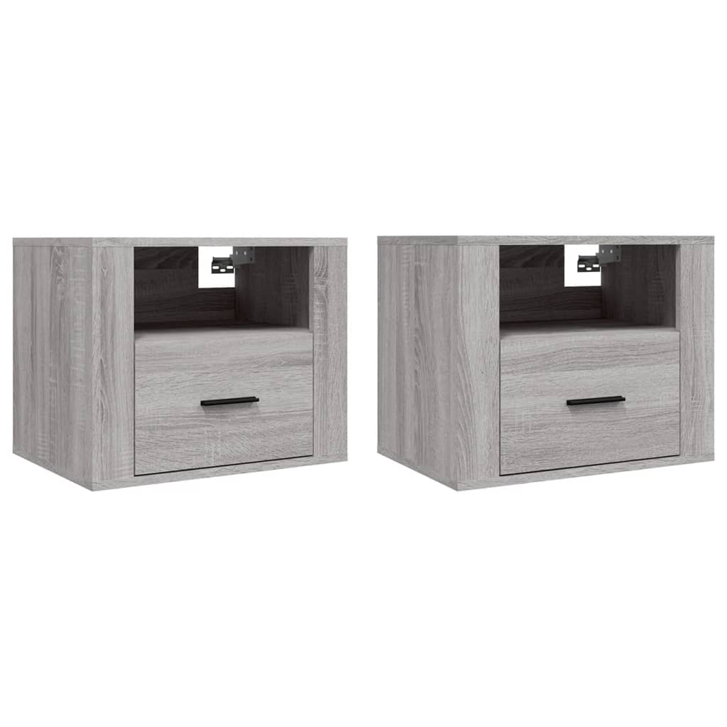 Vidaxl mesitas de noche de pared 2 uds gris sonoma 50x36x40 cm