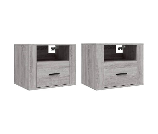 Vidaxl mesitas de noche de pared 2 uds gris sonoma 50x36x40 cm