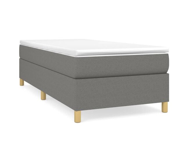 Cama box spring con colchón tela gris oscuro 90x190 cm