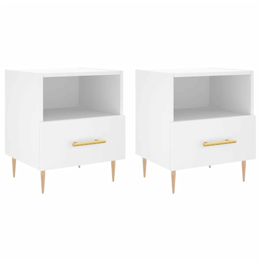 vidaXL Mesas de cabeceira 2 pcs 40x35x47,5 cm deriv. de madeira branco
