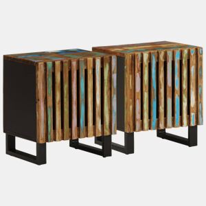 vidaXL Mesas de cabeceira 2 pcs 40x34x46 cm madeira recuperada maciça