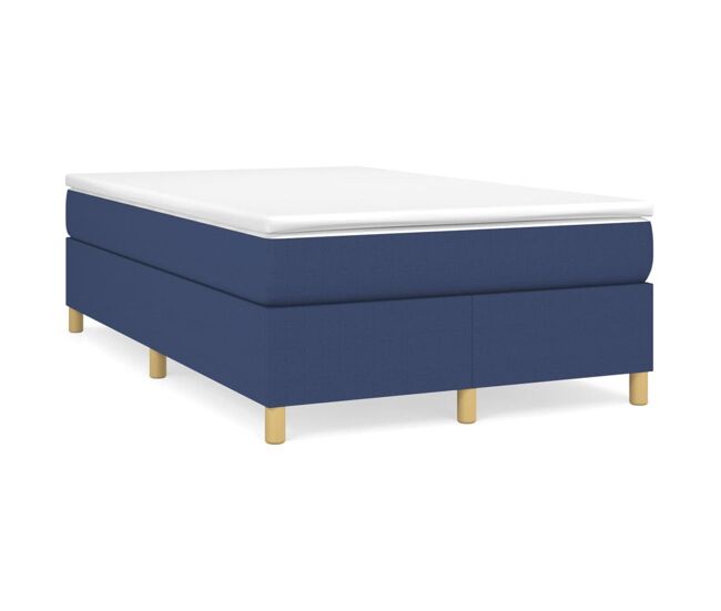 Cama box spring con colchón tela azul 120x200 cm