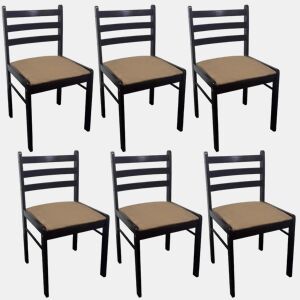 vidaXL Cadeiras de jantar 6 pcs madeira maciça e veludo castanho