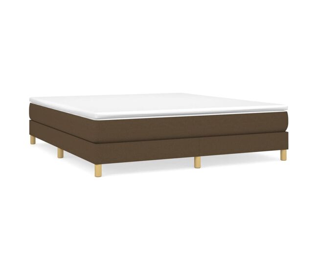 Cama box spring con colchón tela marrón oscuro 180x200 cm