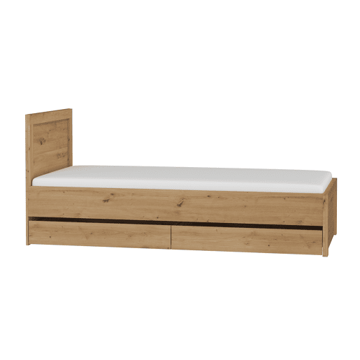 Cama 90x200 gavetas incluídas Kasla Madeira e Antracite