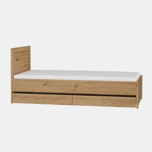 Cama 90x200 gavetas incluídas Kasla Madeira e Antracite