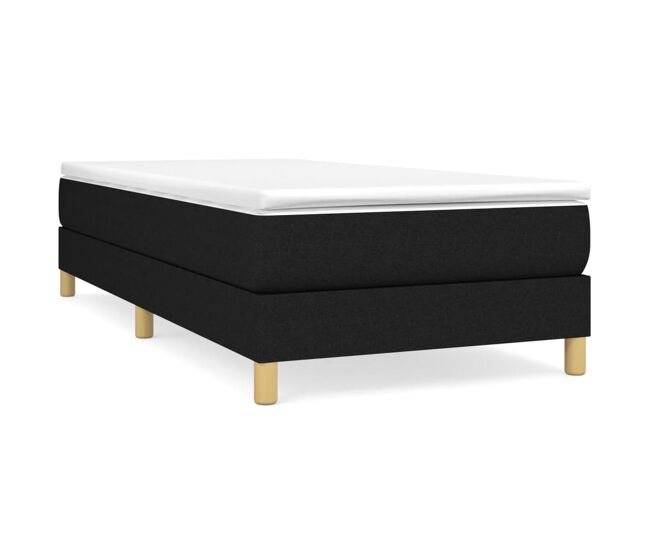 Cama box spring con colchón tela negro 80x200 cm