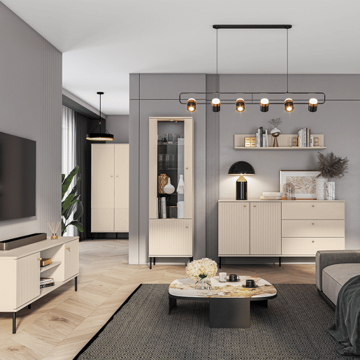 Nova Cashmere Aparador de 2 portas e 3 gavetas