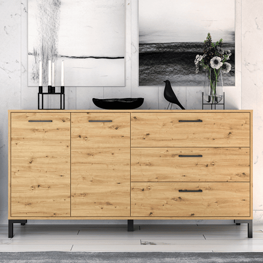 Aparador 2 portas 3 gavetas 160 cm Liora Madeira