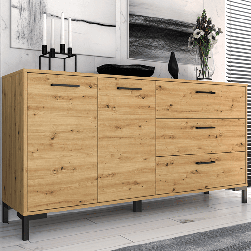 Aparador 2 portas 3 gavetas 160 cm Liora Madeira