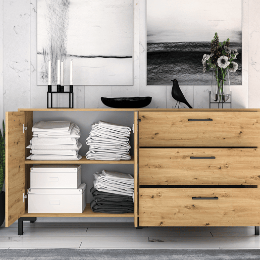 Aparador 2 portas 3 gavetas 160 cm Liora Madeira