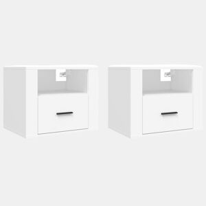 vidaXL Mesas de cabeceira de parede 2 pcs 50x36x40 cm branco