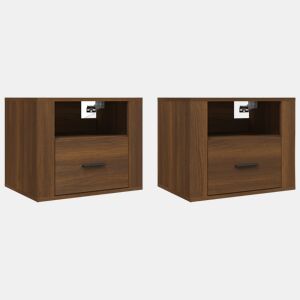 vidaXL Mesas de cabeceira parede 2 pcs 50x36x40 cm carvalho castanho
