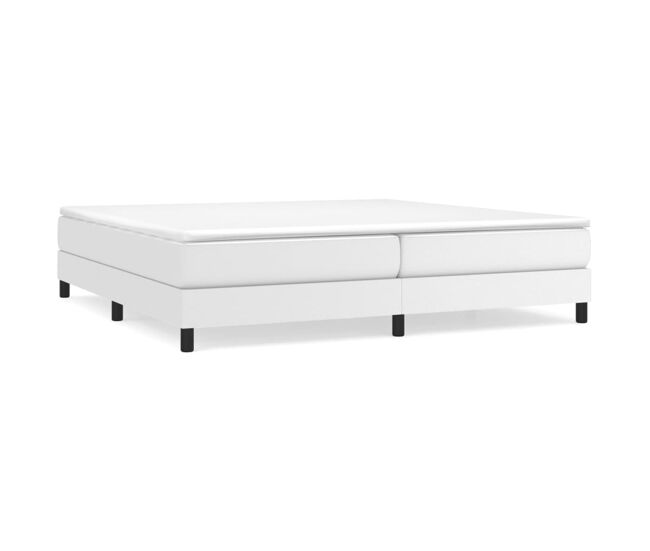 Cama box spring con colchón cuero sintético blanco 200x200 cm