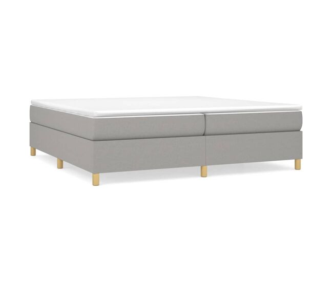 Cama box spring con colchón tela gris claro 200x200 cm