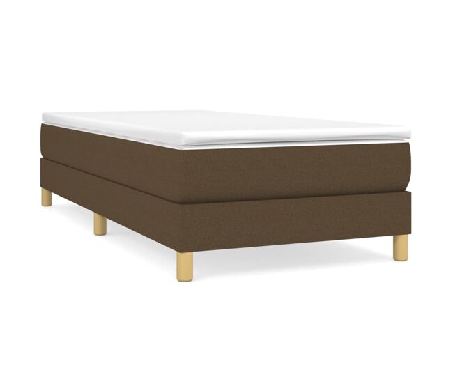 Cama box spring con colchón tela marrón oscuro 80x200 cm