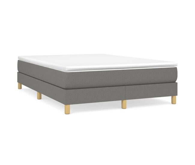 Cama box spring con colchón tela gris oscuro 140x200 cm