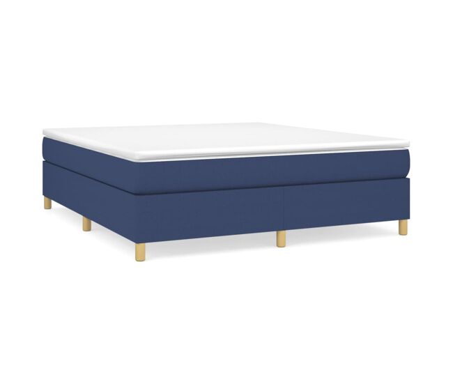 Cama box spring con colchón tela azul 160x200 cm