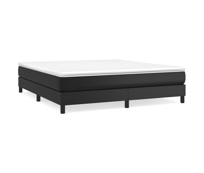 Cama box spring con colchón cuero sintético negro 180x200 cm