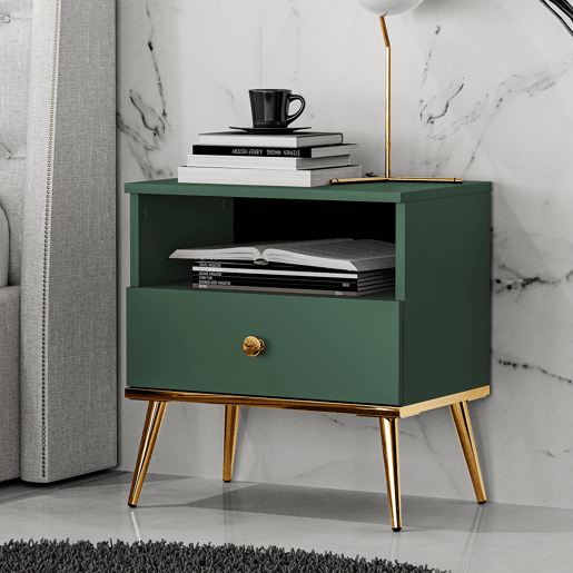 Mesa de cabeceira de 1 gaveta Thalia Verde Mesa de cabeceira de 1 gaveta Thalia Verde