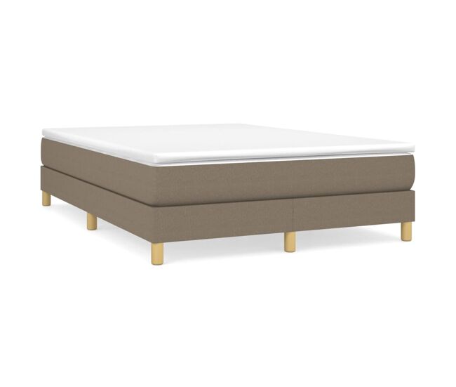 Cama box spring con colchón tela gris taupe 140x200 cm