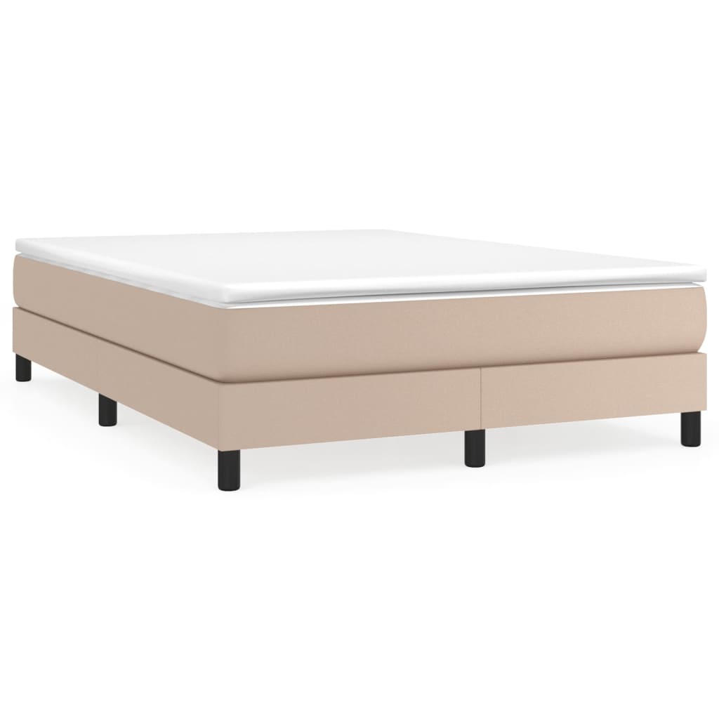 Cama box spring con colchón cuero sintético capuchino 140x200cm