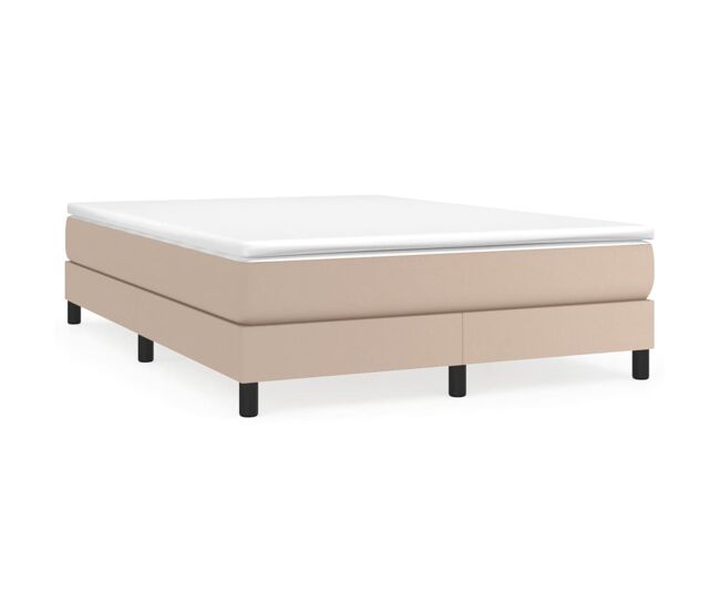 Cama box spring con colchón cuero sintético capuchino 140x200cm