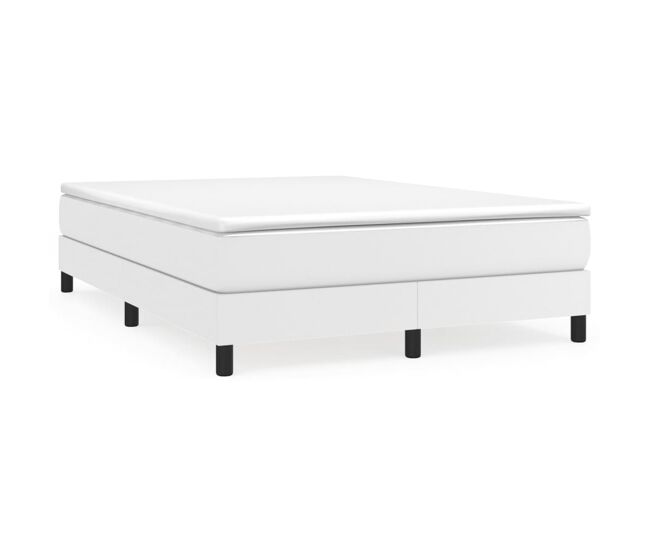 Cama box spring con colchón cuero sintético blanco 140x200cm
