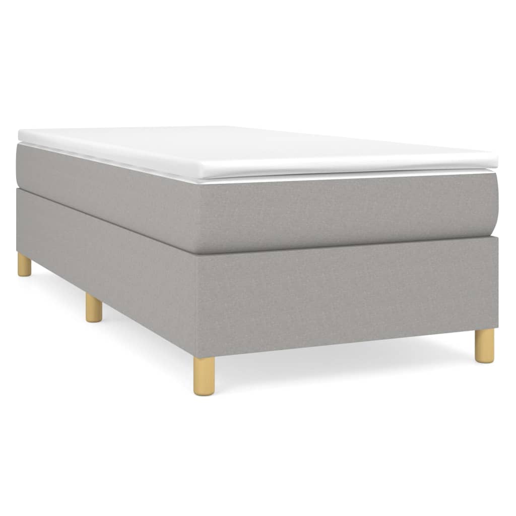 Cama box spring con colchón tela gris claro 90x200 cm