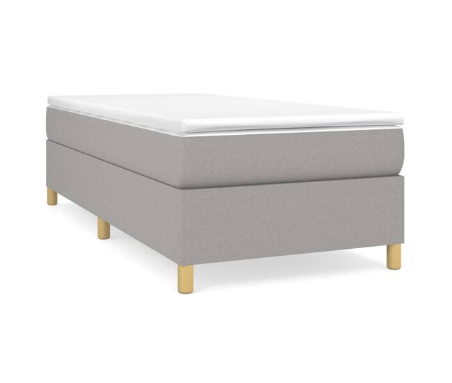 Cama box spring con colchón tela gris claro 90x200 cm