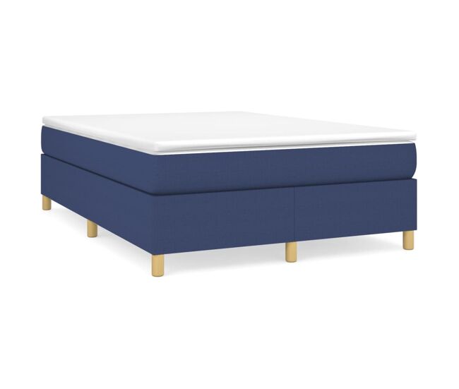 Cama box spring con colchón tela azul 140x200 cm