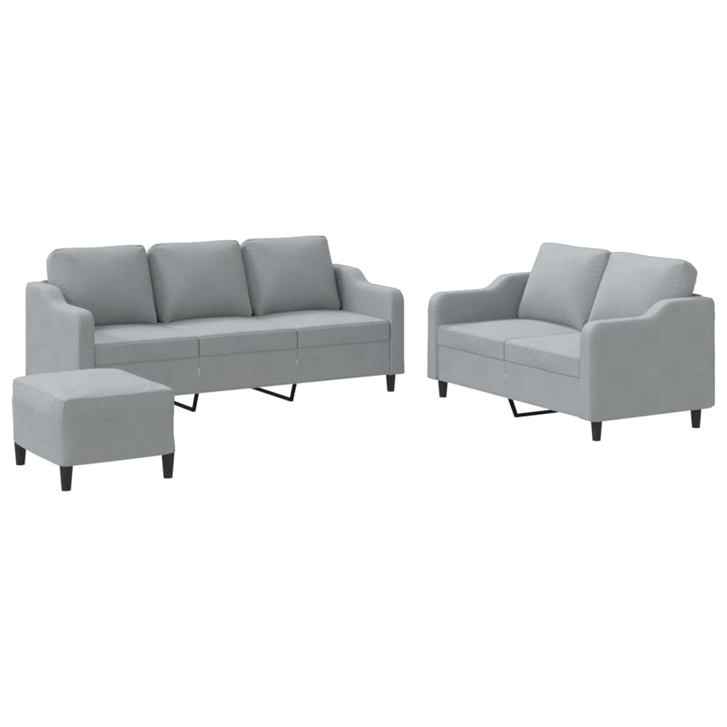 Vidaxl juego de sofás con cojines 3 piezas tela gris claro