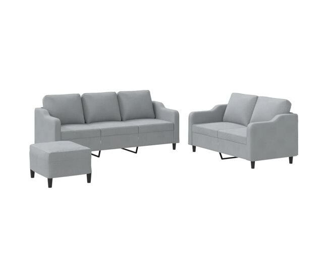 Vidaxl juego de sofás con cojines 3 piezas tela gris claro