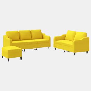 vidaXL 3 pcs conjunto de sofás com almofadões tecido amarelo-claro