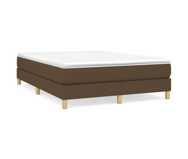 Cama box spring con colchón tela marrón oscuro 140x200 cm