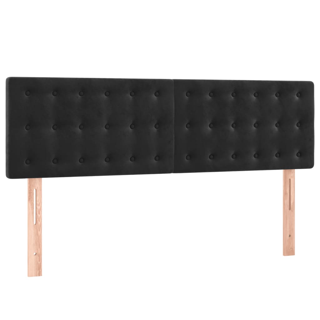 Cabeceros 2 unidades terciopelo negro 72x5x78/88 cm bajo
