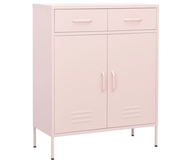 Vidaxl armario de almacenamiento acero rosa 80x35x101,5 cm