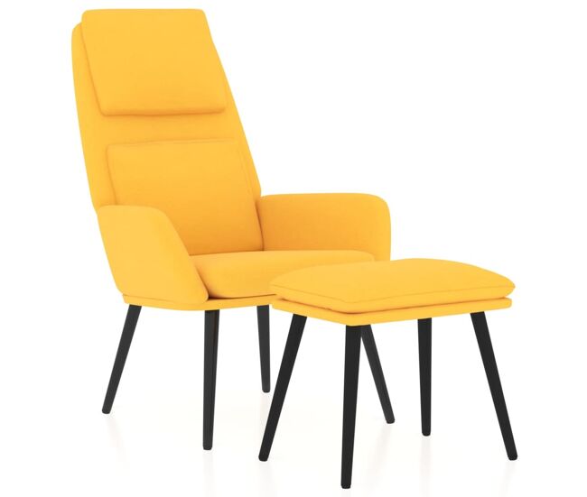 Vidaxl sillón de relax con reposapiés tela amarillo mostaza
