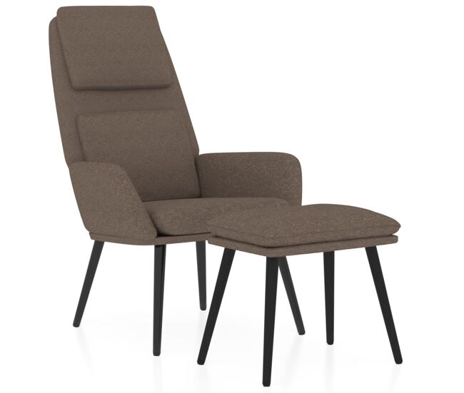 Vidaxl sillón de relax con reposapiés de tela gris taupé