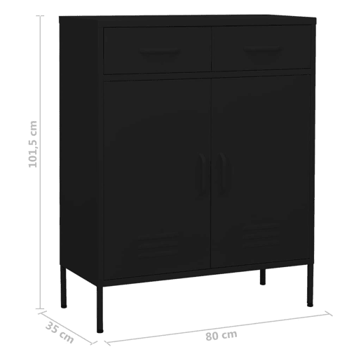 vidaXL Armário de arrumação aço 80x35x101,5 cm preto vidaXL Armário de arrumação aço 80x35x101,5 cm preto