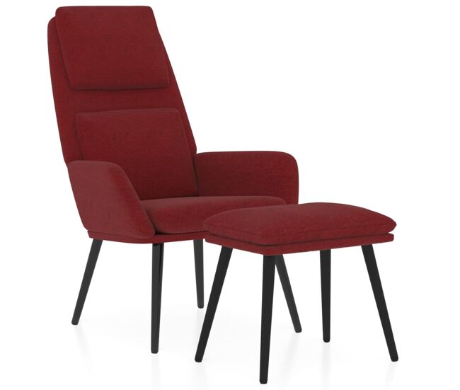 Vidaxl sillón de relax con reposapiés tela rojo tinto